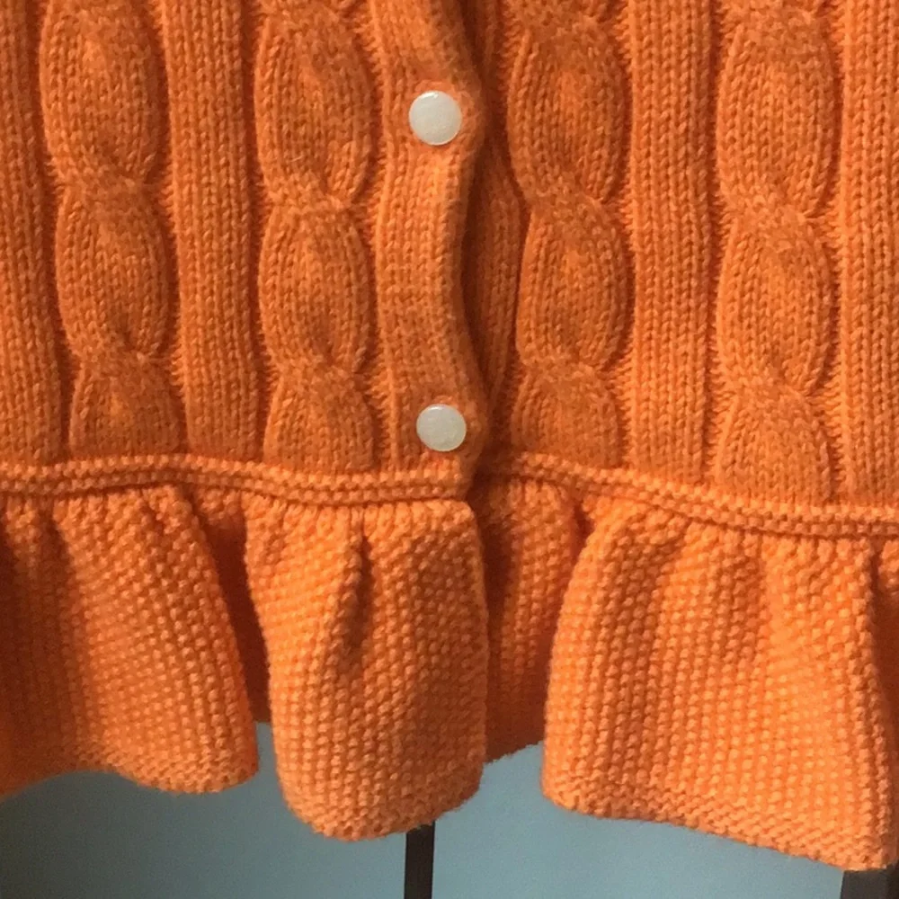 RL Cable Knit Cotton‎ Cardigan Peplum Ruffle Button Sweater Classic Colorful